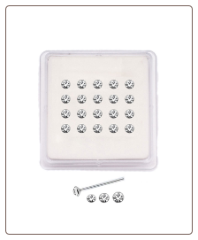 20 Pack 925 Sterling Silver Straight or L Bend Nose Studs 1mm, 1.5mm, 2mm, 2.5mm Clear CZ 22G