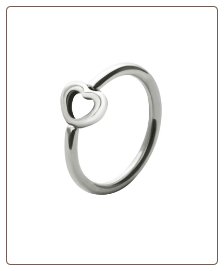 316L Surgical Steel or Titanium Heart Captive Bead Nose Ring, Tragus, Ear Cartilage Hoop
