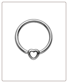 316L Surgical Steel or Titanium Heart Captive Bead Nose Ring, Tragus, Ear Cartilage Hoop