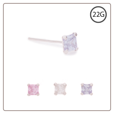925 Sterling Silver Straight or L Bend Nose Stud -Choose Your Color 2mm Square 22G