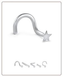 14K Solid White Gold Nose Stud 2mm Star- Choose Your Style