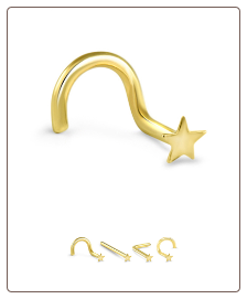 18K Gold Nose Stud 3.5mm Flat Star -Choose Your Style 22G