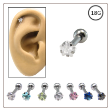 Ear Cartilage Jewelry 316L Surgical Steel 3mm Star CZ 18G