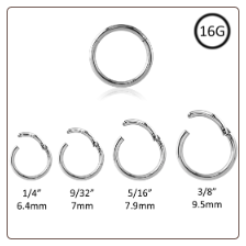 316L Surgical Steel Septum Clicker Daith Nose Ring Hinged Hoop 16G
