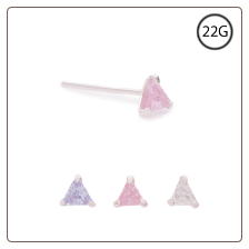 925 Sterling Silver Straight or L Bend Nose Stud -Choose Your Color 3mm Triangle 22G