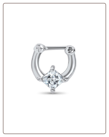 **BLOW OUT SALE** Rhodium Plated Brass Hinged Septum Clicker 1/4" 14G 16G