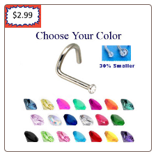 **BLOW OUT SALE**  316L Surgical Steel Micro Small Gem Nose Screw 20G  - Choose Your Colors