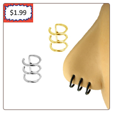 **BLOW OUT SALE** 316L Surgical Steel Fake Triple Nose Ring Hoop Anodised - Choose your Color 5/16" 16G