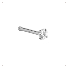 *BLOW OUT SALE* 14KT Solid White Gold Nose Bone 3mm Clear CZ 22G