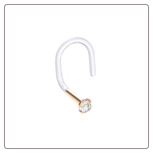 *BLOW OUT SALE* 14KT Yellow Gold Bioflex Nose Screw Ring 1.5mm Clear CZ 18G