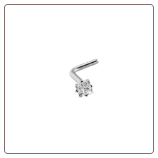 *BLOW OUT SALE* 14KT White Gold Nose Ring Stud 2mm Clear Square CZ CHOOSE YOUR STYLE 20G