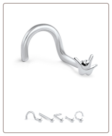 14K Solid White Gold Nose Screw "I Love You" -Choose Your Style
