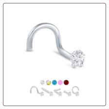 14K White Gold Nose Jewelry Star CZ -Choose Your Style