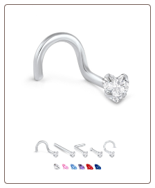 White Gold Nose Jewelry Heart CZ -Choose Your Style