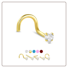Yellow Gold Nose Jewelry Heart CZ -Choose Your Style