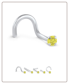 Platinum Genuine Yellow Canary Diamond Nose Ring