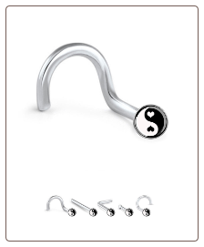 316L Surgical Steel 2mm Yin Yang Nose Stud Ring Choose Your Style 20G