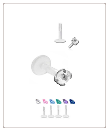 Bioflex Labret Style Push Pin Nose Stud or Nose Screw - Choose Your Color, Size & Gauge