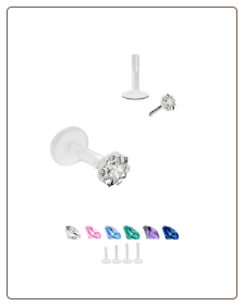 Bioflex Labret Style Push Pin Nose Stud or Nose Screw Star 18G 16G
