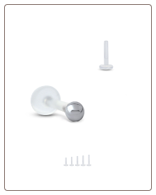 Bioflex Labret Style Push Pin Nose Stud or Nose Screw 2.5mm Ball 18G 16G