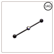 **BLOW OUT SALE** Black PVD 316L Surgical Steel Industrial Barbell Cartilage Aurora AB 1 3/8" 14G
