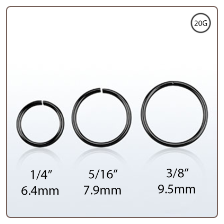 **BLOW OUT SALE** Nose Ring Continuous Seamless Hoop Black Plated Sterling Silver -Choose Your Size 20G