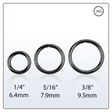 **BLOW OUT SALE** Nose Ring Continuous Seamless Hoop Black Plated Sterling Silver -Choose Your Size 16G