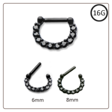 **BLOW OUT SALE** 316L Surgical Steel Septum Clicker Daith Nose Ring Hoop CZ 16G