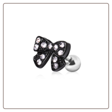 **BLOW OUT SALE** Black Bow Ear Cartilage Ring Surgical Steel Black Plated PVD