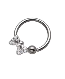 316L Surgical Steel or Titanium Butterfly Bow Captive Bead Nose Ring, Tragus, Ear Cartilage Hoop