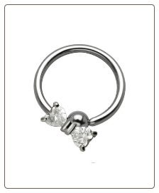 316L Surgical Steel or Titanium Bow Captive Bead Charm Nose Ring, Tragus, Ear Cartilage Hoop