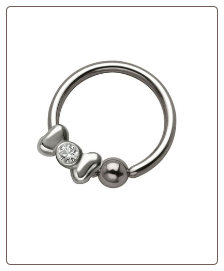 316L Surgical Steel or Titanium Bow Captive Bead Charm Nose Ring, Tragus, Ear Cartilage Hoop