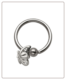 316L Surgical Steel or Titanium Butterfly Captive Bead Nose Ring, Tragus, Ear Cartilage Hoop
