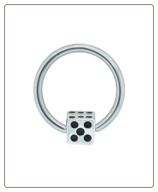 316L Surgical Steel or Titanium Dice Captive Bead Nose Ring, Tragus, Ear Cartilage Hoop