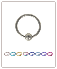 Titanium Captive Bead Nose Ring Hoop Septum 3/8" Choose Your Color 18G