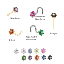 Custom Design Your Colorful Flower Nose Ring Stud