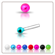925 Sterling Silver Nose Studs Pins Straight or L Bend Colored Ball