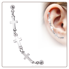 316L Surgical Steel Ear Cartilage Jewelry Cross Link 18G