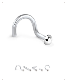 316L Surgical Steel Nose Ring 2mm Dome 18G