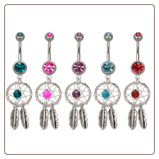 **BLOW OUT SALE** 316L Surgical Steel Navel Belly Button Ring 7/16" Colorful Dream Catcher 14G