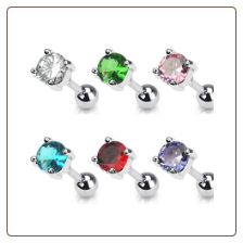 **BLOW OUT SALE** Ear Cartilage Tragus Helix Jewelry 5mm Round CZ - Choose Your Color 16G