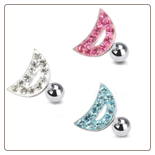 **BLOW OUT SALE** 316L Surgical Steel Ear Cartilage Tragus Helix Jewelry Moon - Choose Your Color 16G