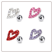 **BLOW OUT SALE** Ear Cartilage Tragus Helix Jewelry Heart - Choose Your Color 16G