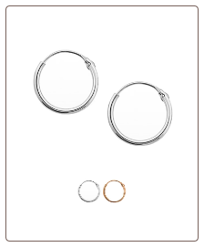 925 Sterling Silver or Rose Gold Plated Earrings Hoop 12mm