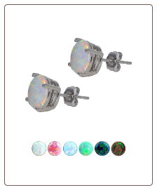 **BLOW OUT SALE** 316L Surgical Steel Earrings 4mm Round Faux Opal Choose Your Color