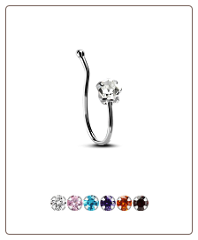 925 Sterling Silver Faux Fake Nose Hugger Clip On Non Pierced Nose Ring 2mm Round CZ