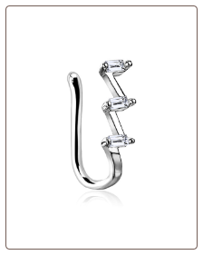 Rhodium Plated Brass Faux Fake Nose Hugger Clip On Non Pierced Nose Ring Zig Zag