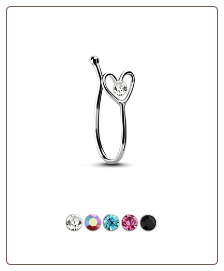 925 Sterling Silver Faux Fake Nose Hugger Clip On Non Pierced Nose Ring Heart