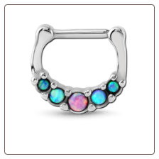 316L Surgical Steel Hinged Septum Clicker Faux Opal Choose Your Size & Gauge