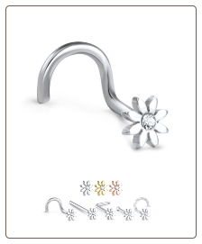316L Surgical Steel Daisy Flower Nose Stud Choose Your Style 20G